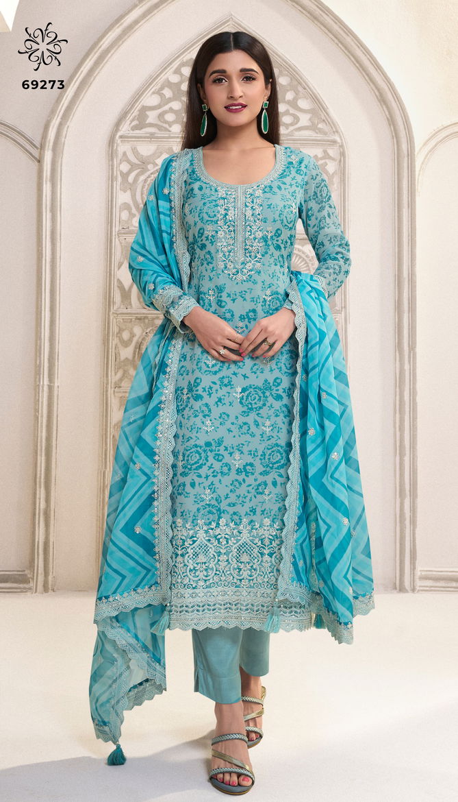 Sparsh By Vinay Kuleesh Organza Digital Printed Salwar Kameez Wholesale Online
